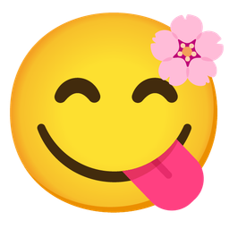 face savoring food and cherry blossom