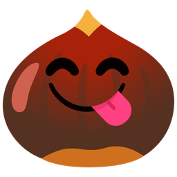 face savoring food and chestnut