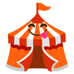 face savoring food and circus tent