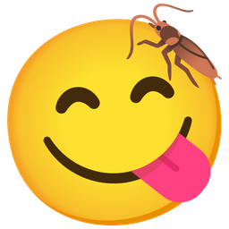 face savoring food and cockroach