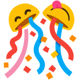 face savoring food and confetti ball