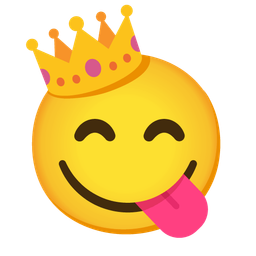 face savoring food and crown