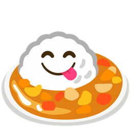 face savoring food and curry rice