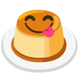 face savoring food and custard