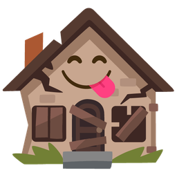 face savoring food and derelict house