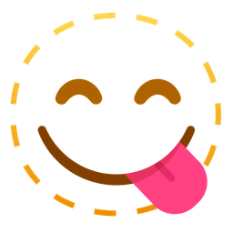 face savoring food and dotted line face