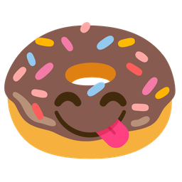 face savoring food and doughnut