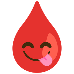 face savoring food and drop of blood