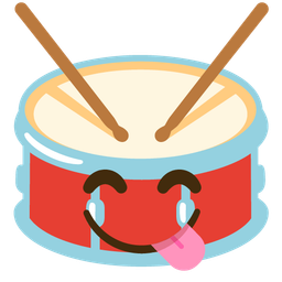 face savoring food and drum