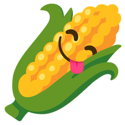 face savoring food and ear of corn