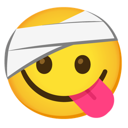 face savoring food and face with head-bandage