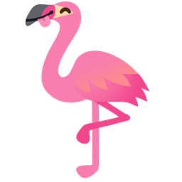 face savoring food and flamingo