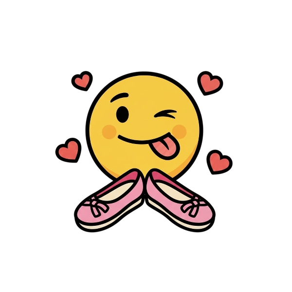 Face savoring food and Flat shoe