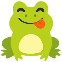 face savoring food and frog