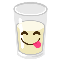 face savoring food and glass of milk