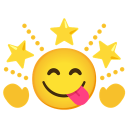 face savoring food and glowing star