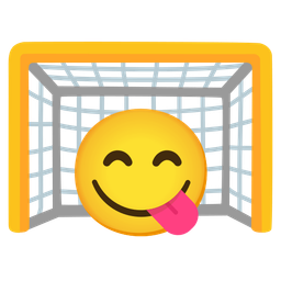 face savoring food and goal net