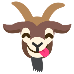 face savoring food and goat