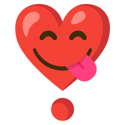 face savoring food and heart exclamation