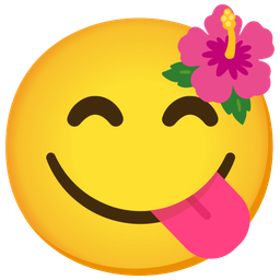 face savoring food and hibiscus