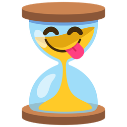 face savoring food and hourglass not done