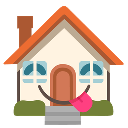 face savoring food and house