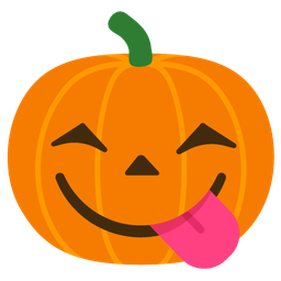 face savoring food and jack-o-lantern