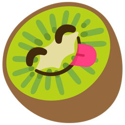 face savoring food and kiwi fruit