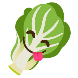 face savoring food and leafy green