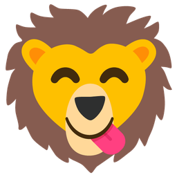 face savoring food and lion