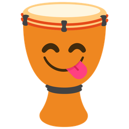 face savoring food and long drum