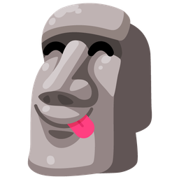 face savoring food and moai