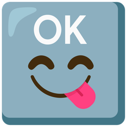 face savoring food and OK button