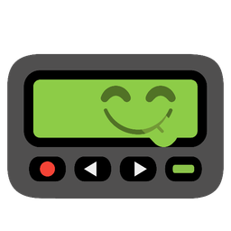 face savoring food and pager