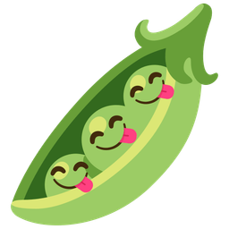 face savoring food and pea pod