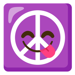 face savoring food and peace symbol