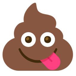 face savoring food and pile of poo