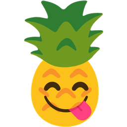 face savoring food and pineapple