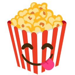 face savoring food and popcorn