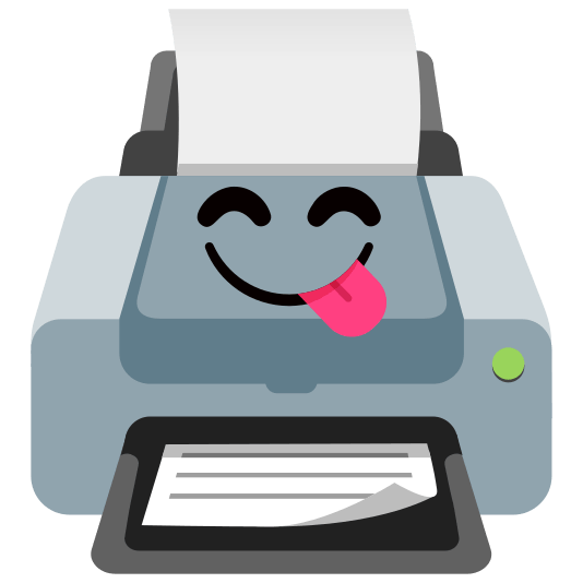 Face savoring food and Printer