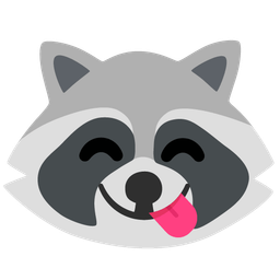 face savoring food and raccoon