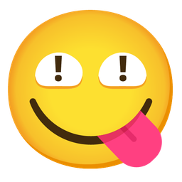 face savoring food and red exclamation mark