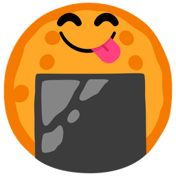 face savoring food and rice cracker