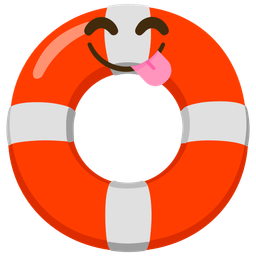 face savoring food and ring buoy