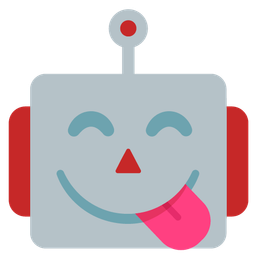 face savoring food and robot