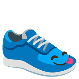 face savoring food and running shoe