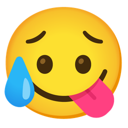 face savoring food and sad but relieved face