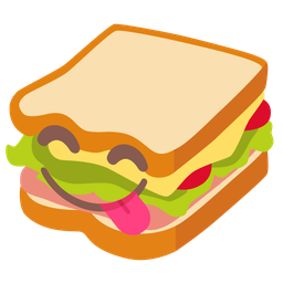 face savoring food and sandwich