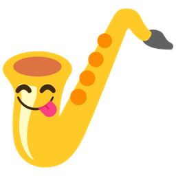 face savoring food and saxophone