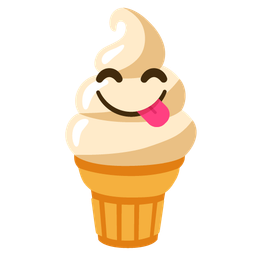 face savoring food and soft ice cream